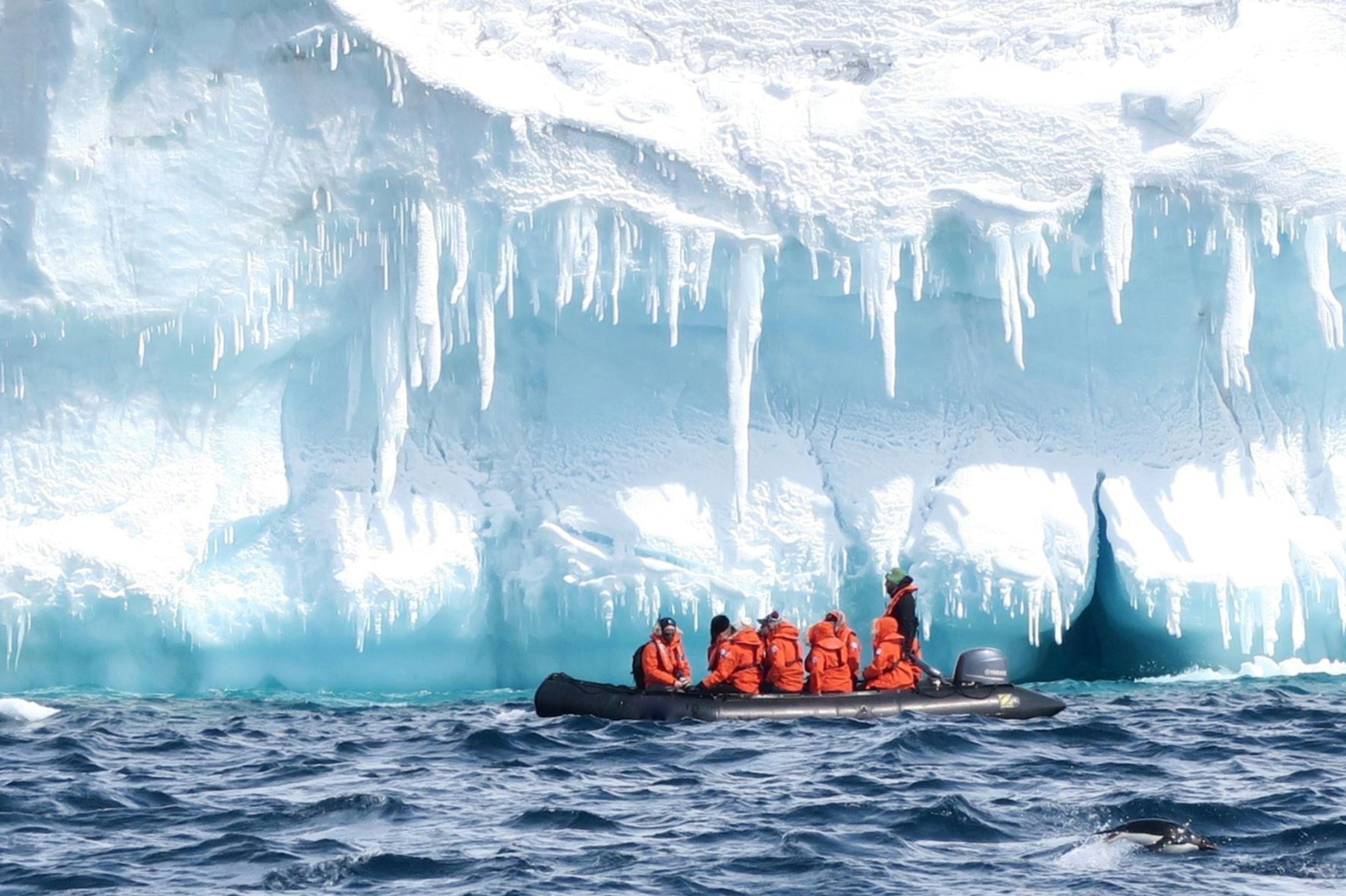 Luxury icebreaker yacht navigating Antarctic waters