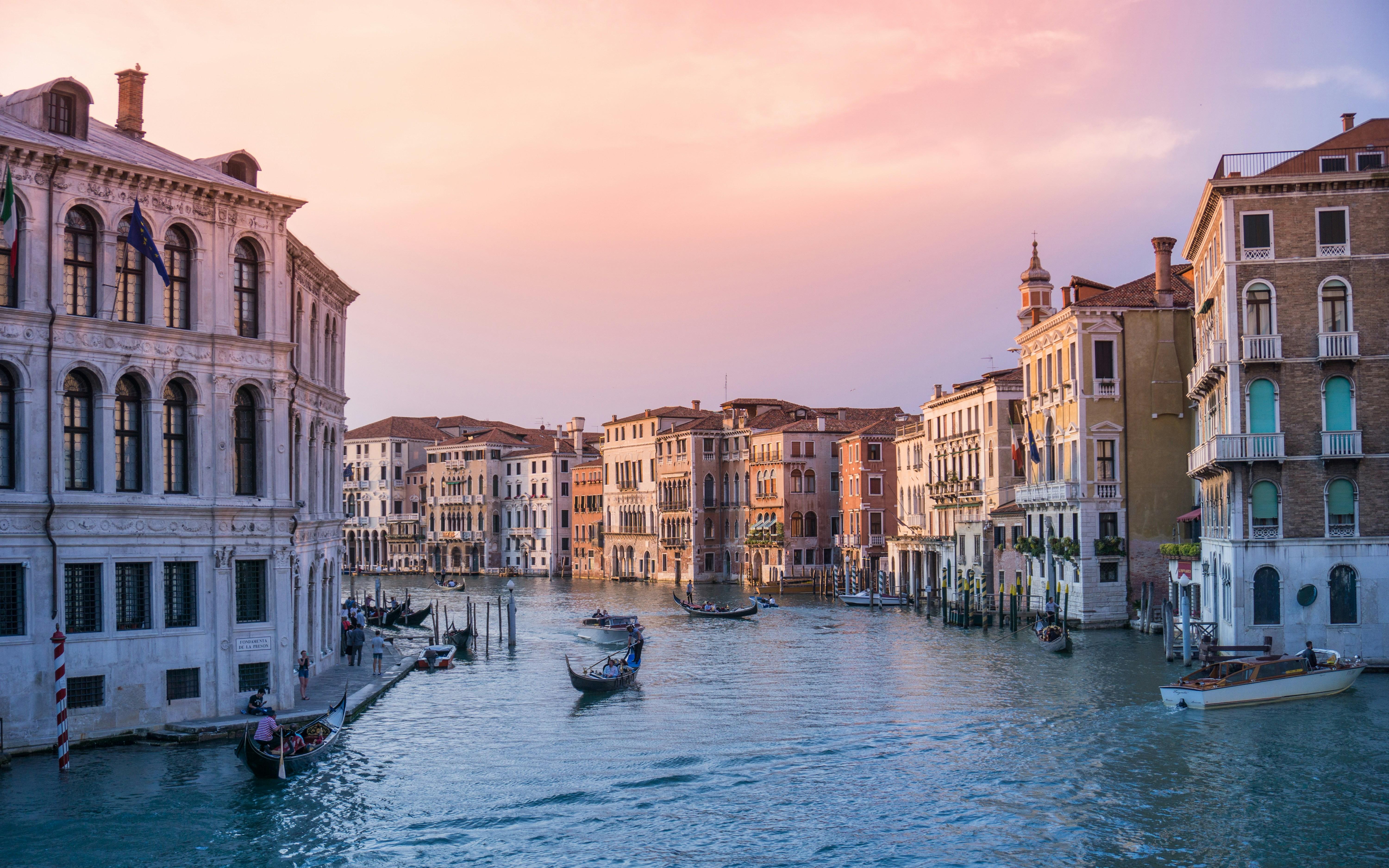 Venice canal at sunset
